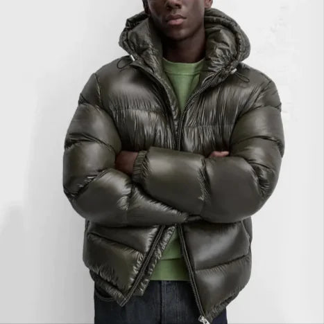 Black Down Hooded Short Coat